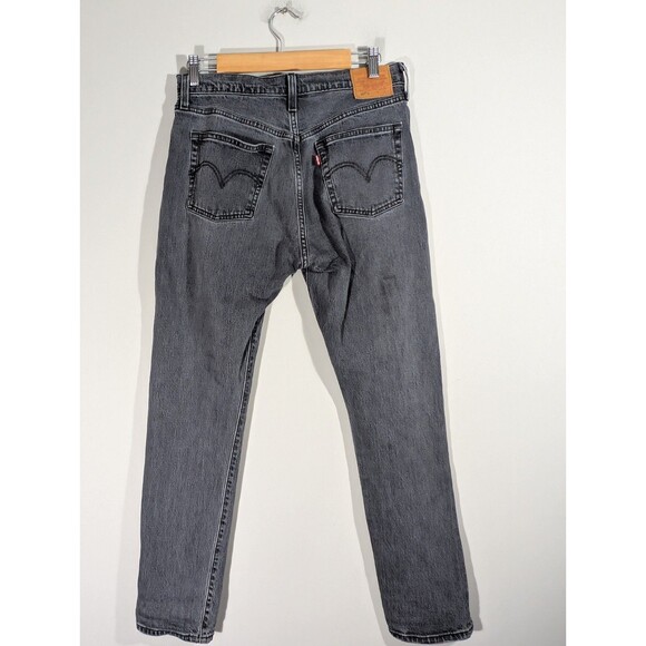 Levi's 501 Womens Dark Wash High Rise Straight Leg Jeans Sz 29 Distressed Boho - Picture 2 of 11